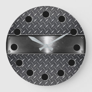 Silver Steel Round Wall Clock Große Wanduhr