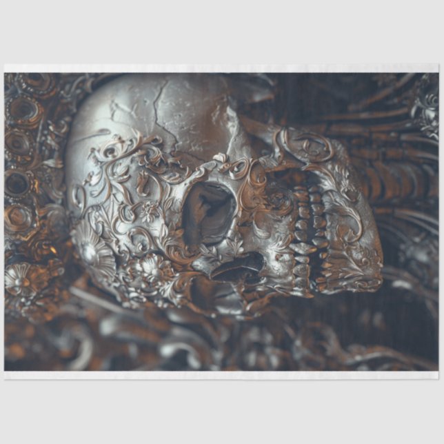 Silver Steel Skull Regal Crowning Decoupage Seidenpapier (Vorderseite)