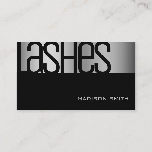 Silver Steel Stylish Glam Luxury Elegante Schönhei Visitenkarte (Vorderseite)