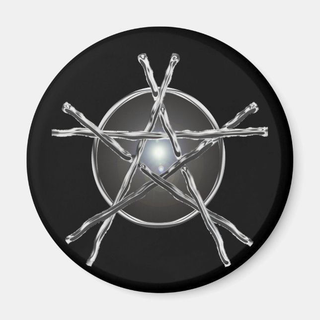 Silver Sticks Pentagram Magnet (Vorne)