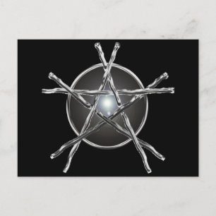 Silver Sticks Pentagramm Postkarte