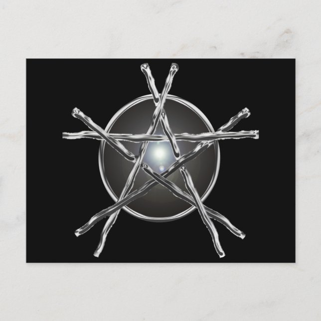 Silver Sticks Pentagramm Postkarte (Vorderseite)