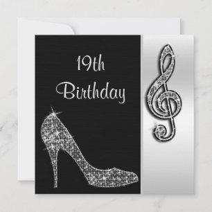 Silver Stiletto & Treble Cleft 19. Geburtstag Einladung