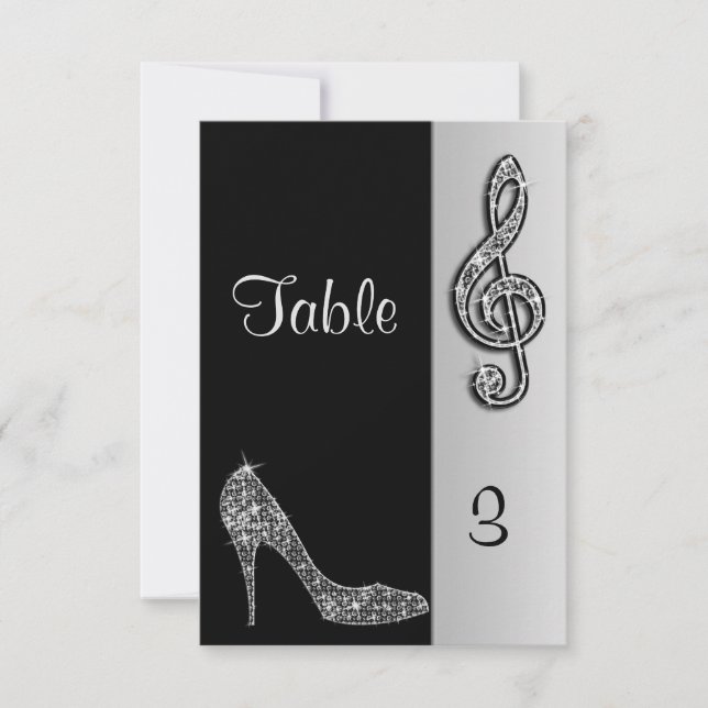 Silver Stiletto & Treble Cleft Einladung (Vorderseite)