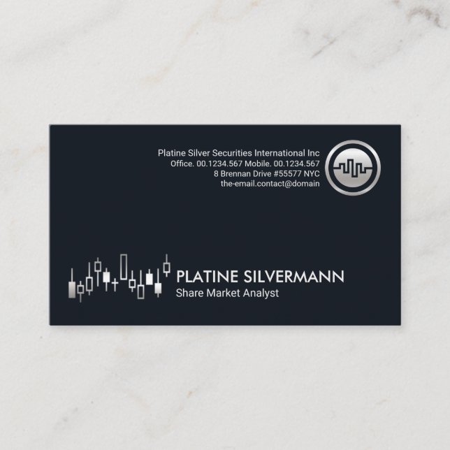 Silver Stock Share Market Graph Money Market Visitenkarte (Vorderseite)