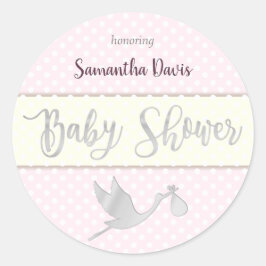 Silver Stork Baby Girl Babydusche Runder Aufkleber