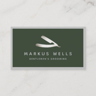 Silver Straight Razor Barbershop Master Barber Visitenkarte