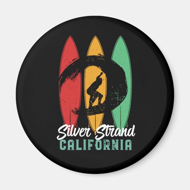 Silver Strand California Retro Surfing Magnet (Vorne)