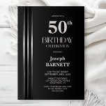 Silver Striped Black Grey 50th Birthday Party Einladung<br><div class="desc">Invite your friends and loved ones to your birthday celebration with this modern silver striped black and grey 50th birthday party invitation. The customizable text area in this invitation template allows you to include all the necessary details for your special birthday celebration, including the date, time, venue, and RSVP information....</div>