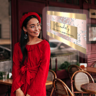 Silver Strokes Marble Beauty Shop Rose VIP Visitenkarte