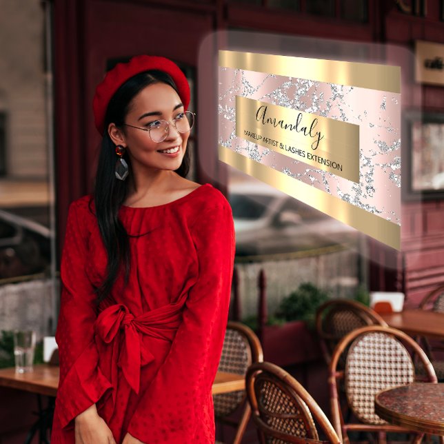 Silver Strokes Marble Beauty Shop Rose VIP Visitenkarte (Silver Strokes Marble Beauty Shop Rose VIP Business Card)