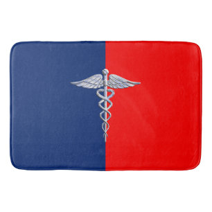 Silver Style Caduceus Medical Symbol League Badematte