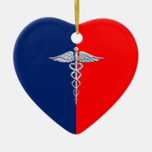 Silver Style Caduceus Medical Symbol League Keramikornament