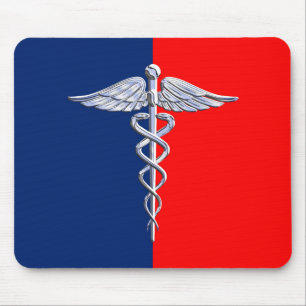 Silver Style Caduceus Medical Symbol League Mousepad