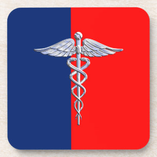 Silver Style Caduceus Medical Symbol League Untersetzer