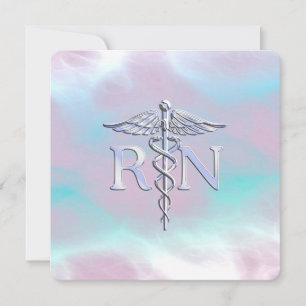 Silver Style RN Caduceus Medical Mother Pearl