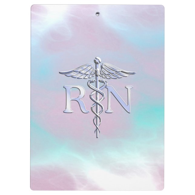 Silver Style RN Caduceus Medical Mother Pearl Klemmbrett (Rückseite)