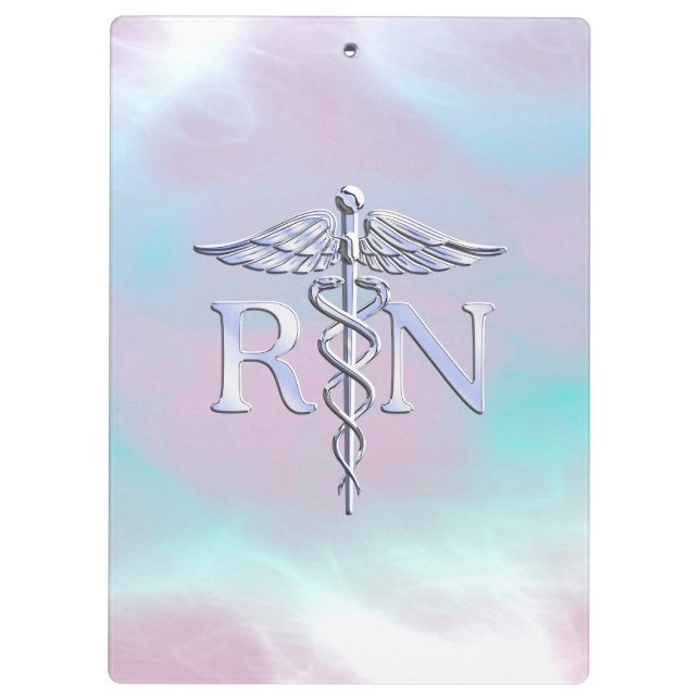 Silver Style RN Caduceus Medical Mother Pearl Klemmbrett (Rückseite)
