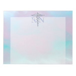 Silver Style RN Caduceus Medical Mother Pearl Notizblock