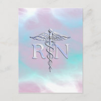 Silver Style RN Caduceus Medical Mother Pearl