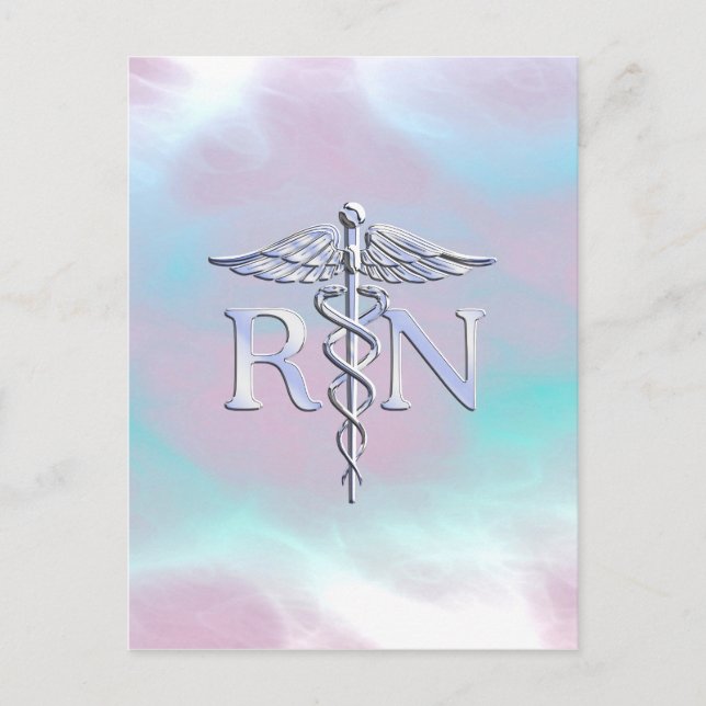 Silver Style RN Caduceus Medical Mother Pearl Postkarte (Vorderseite)