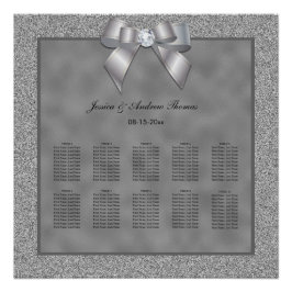 Silver & Stylish Glitzer Wedding Seating Chart