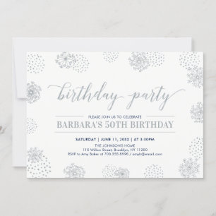 Silver Stylish Modern 50. Adult Birthday Party Einladung