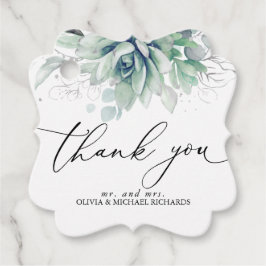 Silver Succulents Greenerity Wedding Vielen Dank Geschenkanhänger