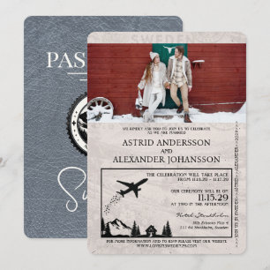 Silver Sweden Passport Wedding Einladung