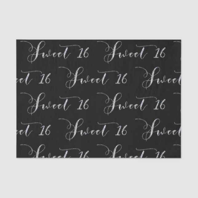 Silver Sweet 16 16 JA FARBE Geburtstagsparty Seidenpapier (Vorderseite)