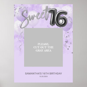 Silver Sweet 16 Balloons Foto Prop Dusty Blue Pos Poster