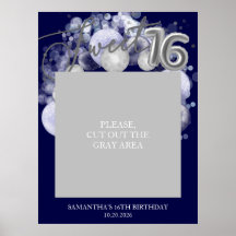 Silver Sweet 16 Balloons Foto Prop Royal Blue