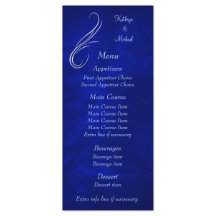 Silver Swirl Bright Blue Wedding Menu