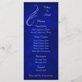 Silver Swirl Bright Blue Wedding Menu Menükarte