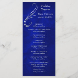 Silver Swirl Bright Blue Wedding Program Programm