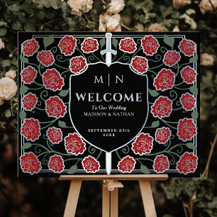 Silver Sword Shield Fantasy Wedding Willkommenszei Poster