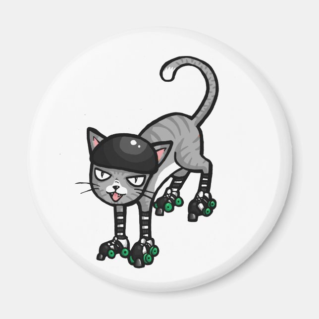 Silver Tabby auf RollerSkates Magnet (Vorne)