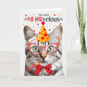 Silver Tabby Cat MEOWvelous Geburtstag Karte