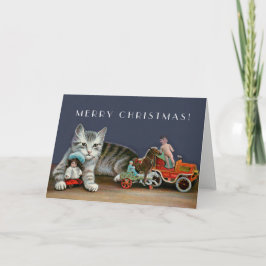 Silver Tabby Cat - Vintage Weihnachten Katze Kunst