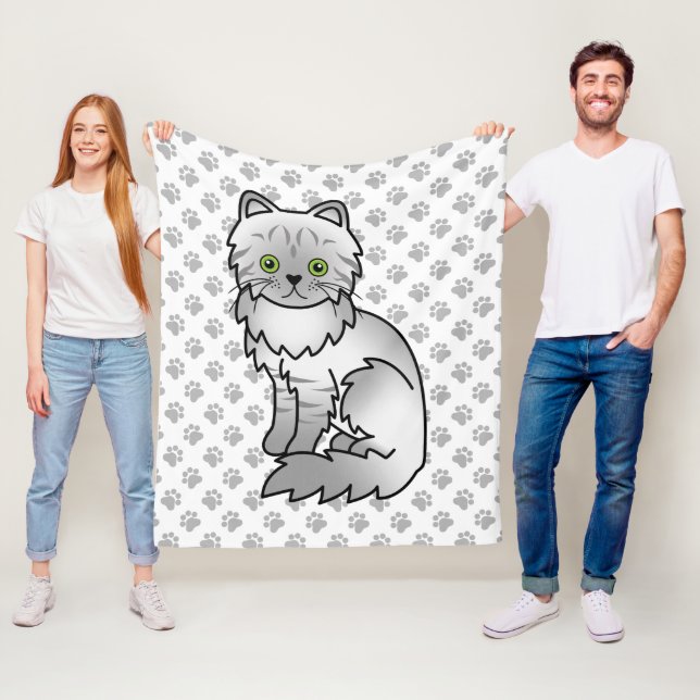 Silver Tabby Chinchilla Gray Persian Cat & Paws Fleecedecke (Beispiel)
