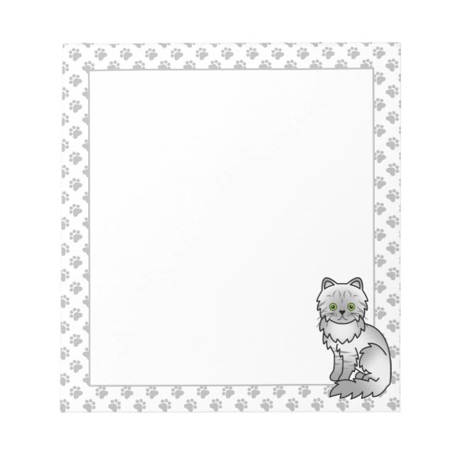 Silver Tabby Chinchilla Gray Persian Cat & Paws Notizblock (Vorderseite)