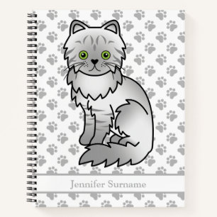 Silver Tabby Chinchilla Persian Cat & Custom Text Notizbuch
