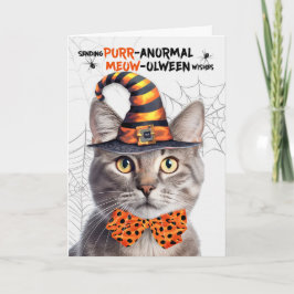 Silver Tabby Halloween Cat PURRanormal MEOWolween Feiertagskarte