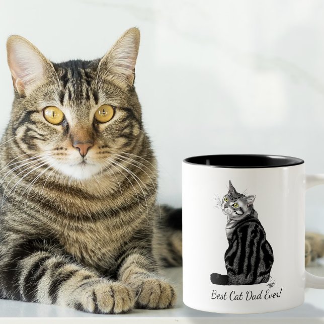 Silver Tabby Vatertag Zweifarbige Tasse (Von Creator hochgeladen)