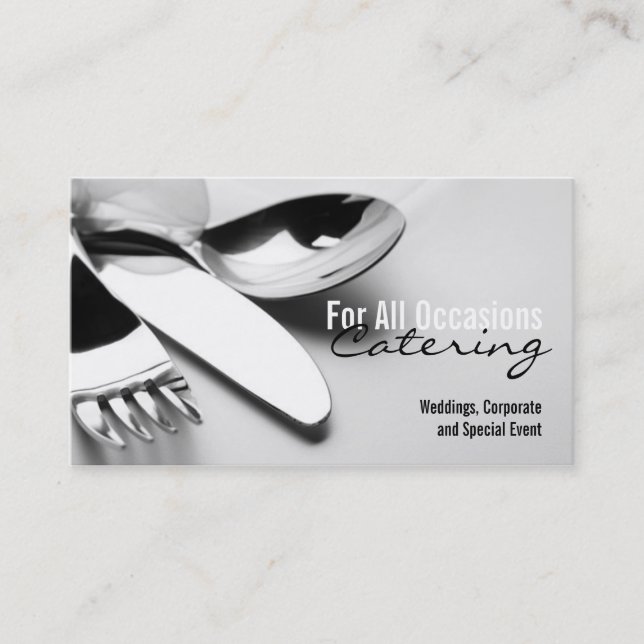 Silver Table Setting Catering Food Business Card Visitenkarte (Vorderseite)