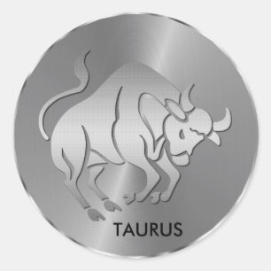 Silver Taurus ♉ Bull - Zodiac Horoskop Runder Aufkleber