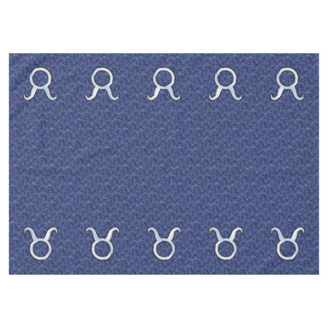 Silver Taurus Zodiac Sign Navy Blue Digital Camouf Tischdecke (Vorderseite (Horizontal))