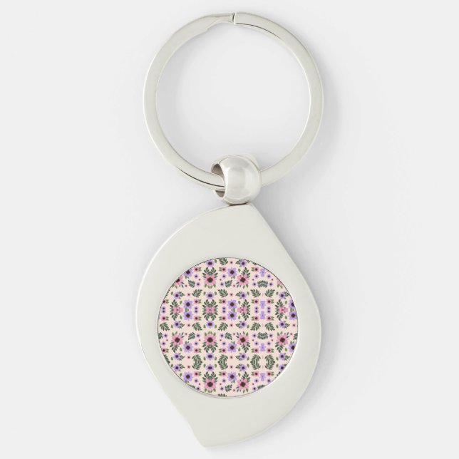 Silver teardrop keychain with a colorful mosaic schlüsselanhänger (Vorderseite)