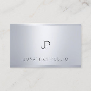 Silver Template Elegante Monogramm Beruflich Cool Visitenkarte