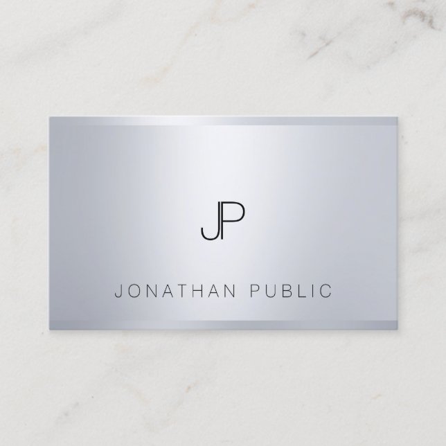 Silver Template Elegante Monogramm Beruflich Cool Visitenkarte (Vorderseite)